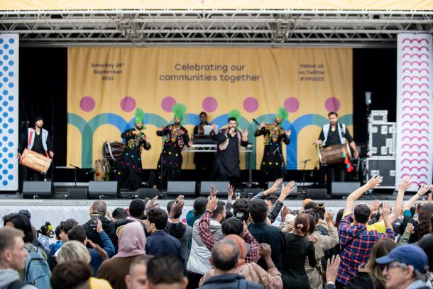 Punjabi Roots Academy on the main stage at the Yorkshire Integration Festival 2022