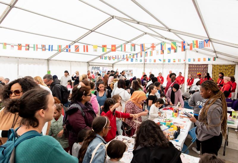 Activity in the kids tent at the Yorkshire Integration Festival 2022