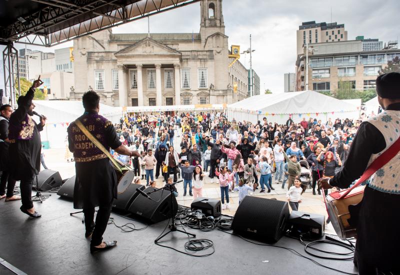 Crowds enjoying the main stage acts at the Yorkshire Integration Festival 2022
