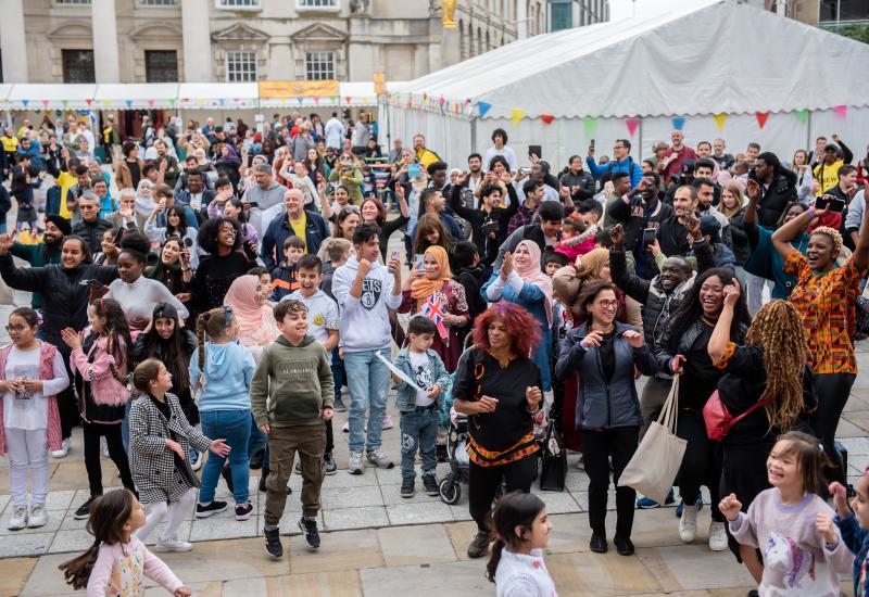 Crowds enjoying the acts on the main stage at the Yorkshire Integration Festival 2022