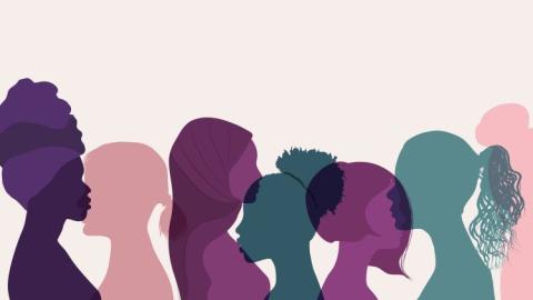 Silhouettes of women in profile