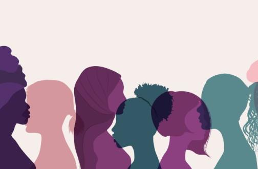 Silhouettes of women in profile