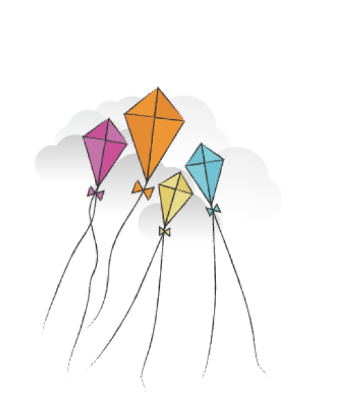 An illustration of four kites