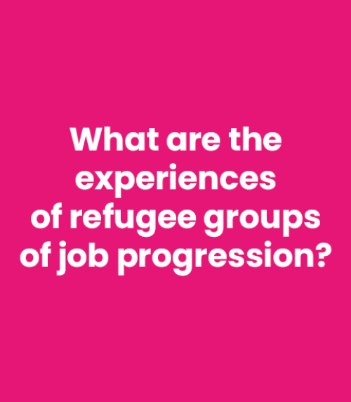 What are the experiences of refugee groups of job progression?
