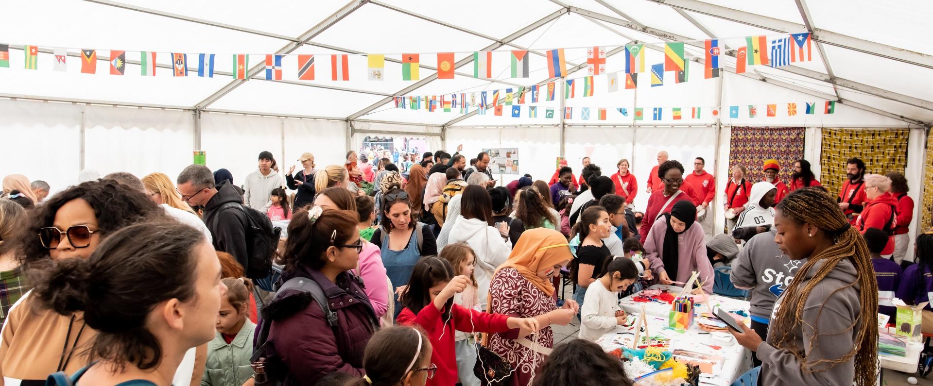 Activity in the kids tent at the Yorkshire Integration Festival 2022